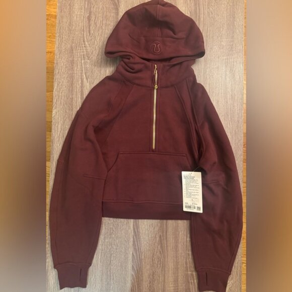 Lululemon Scuba oversized half gold zip hoodie sweater. Garnet.Burgundy. XS/S - Picture 5 of 13